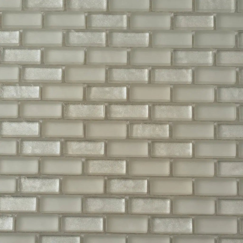 Pearl Beige 11x11 Glossy Matte Brick Glass Mosaic Tile (5 pack, 4.83 sq ft/case) by Apollo Tile
