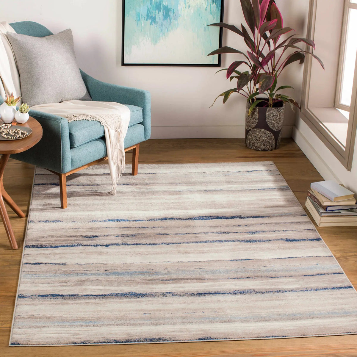 Aldavilla Abstract Striped Area Rug, installed in a room 6