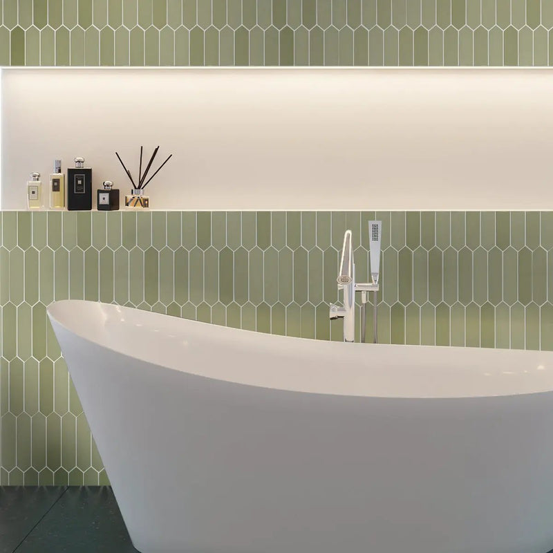 Moss Green 2x10 Matte Picket Ceramic Tile (44 pack, 5.38 sq ft/case) by Apollo Tile