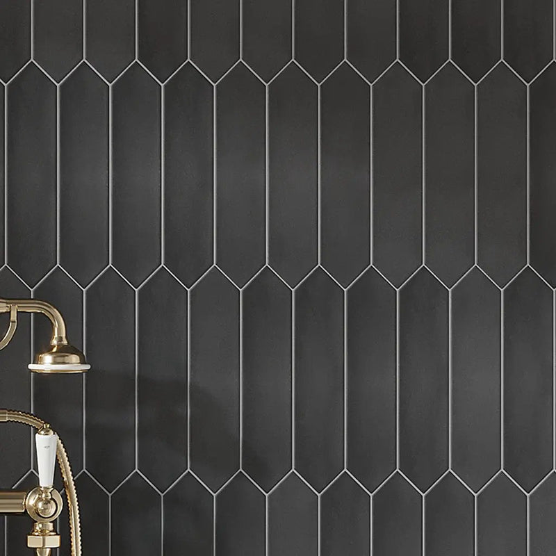 Black 2x10 Matte Picket Ceramic Tile (44 pack, 5.38 sq ft/case) by Apollo Tile