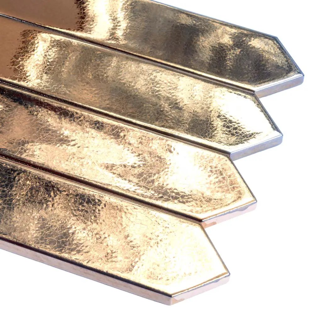 Gold 2x10 Glossy Picket Ceramic Tile (44 pack, 5.38 sq ft/case) by Apollo Tile
