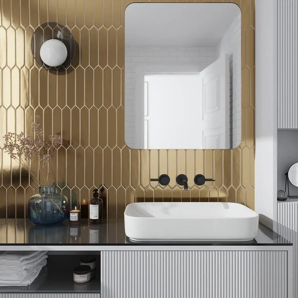 Gold 2x10 Glossy Picket Ceramic Tile (44 pack, 5.38 sq ft/case), photo 2 of 10