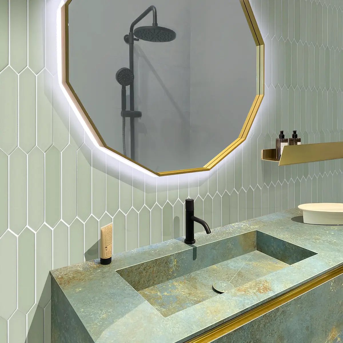 Tea Green 2x10 Matte Picket Ceramic Tile (44 pack, 5.38 sq ft/case) by Apollo Tile