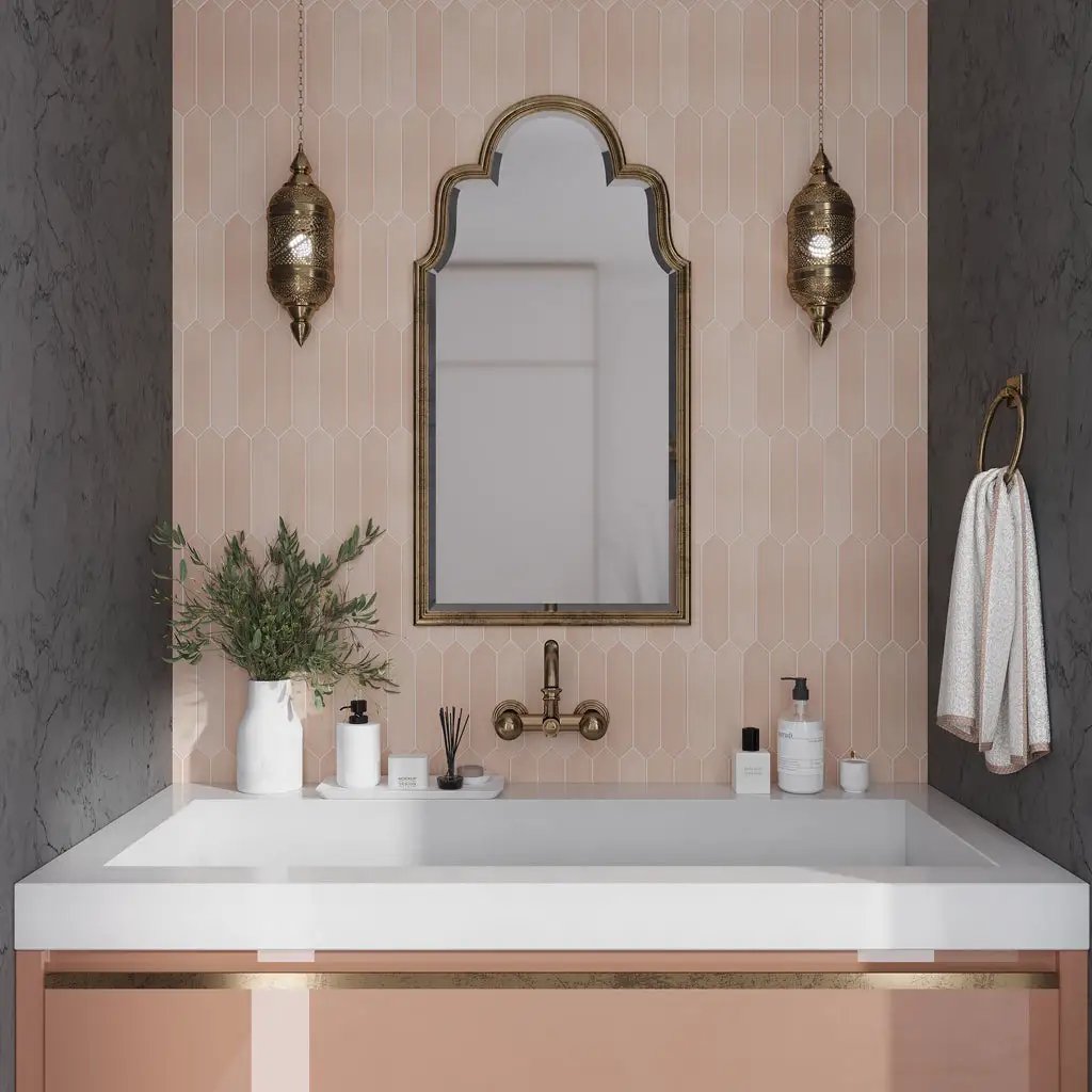Blush Pink 2x10 Matte Picket Ceramic Tile (44 pack, 5.38 sq ft/case) by Apollo Tile
