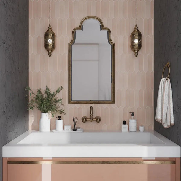 Blush Pink 2x10 Matte Picket Ceramic Tile (44 pack, 5.38 sq ft/case), photo 2 of 10