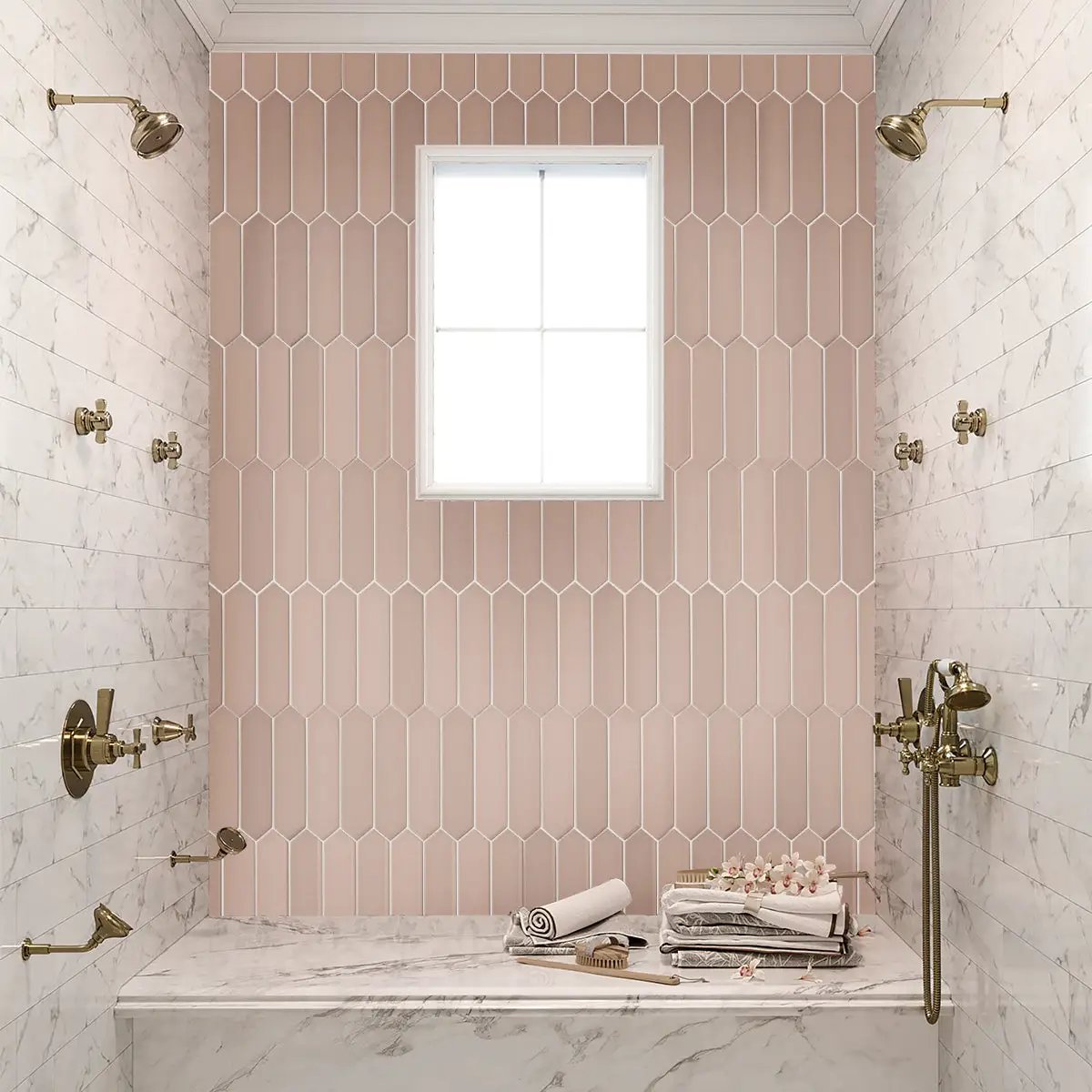 Blush Pink 2x10 Matte Picket Ceramic Tile (44 pack, 5.38 sq ft/case) by Apollo Tile