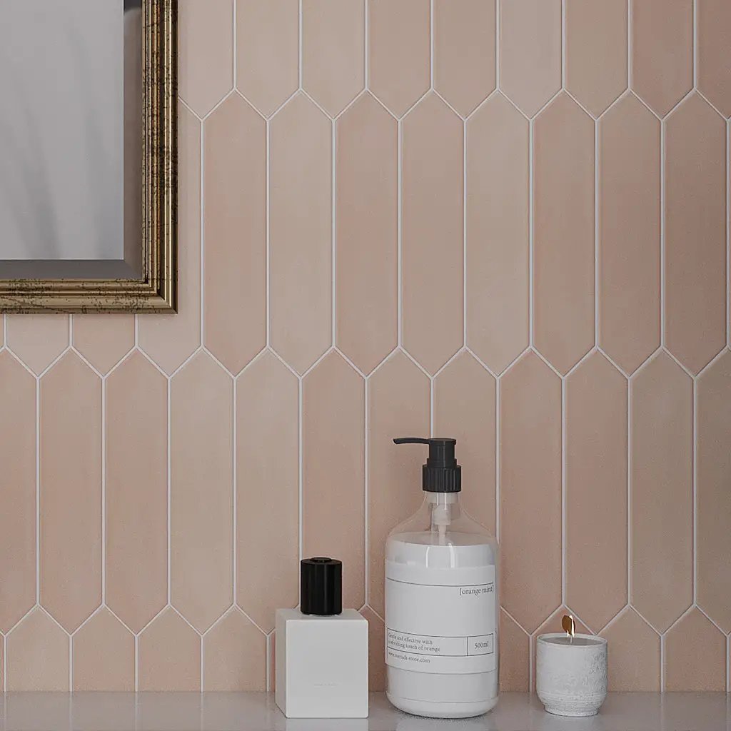 Blush Pink 2x10 Matte Picket Ceramic Tile (44 pack, 5.38 sq ft/case) by Apollo Tile