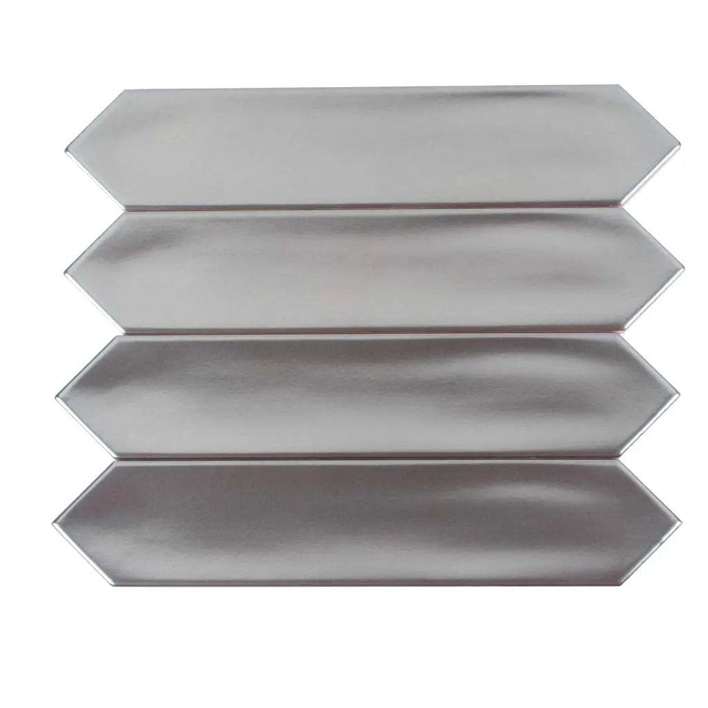 Metallic Silver 2x10 Glossy Picket Ceramic Tile (44 pack, 5.38 sq ft/case) by Apollo Tile