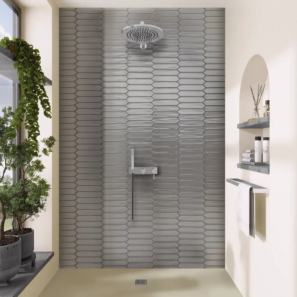 Metallic Silver 2x10 Glossy Picket Ceramic Tile (44 pack, 5.38 sq ft/case) by Apollo Tile