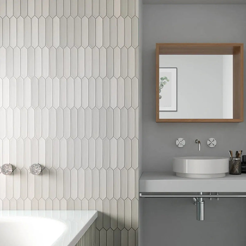 Cotton White 2x10 Matte Picket Ceramic Tile (44 pack, 5.38 sq ft/case) by Apollo Tile