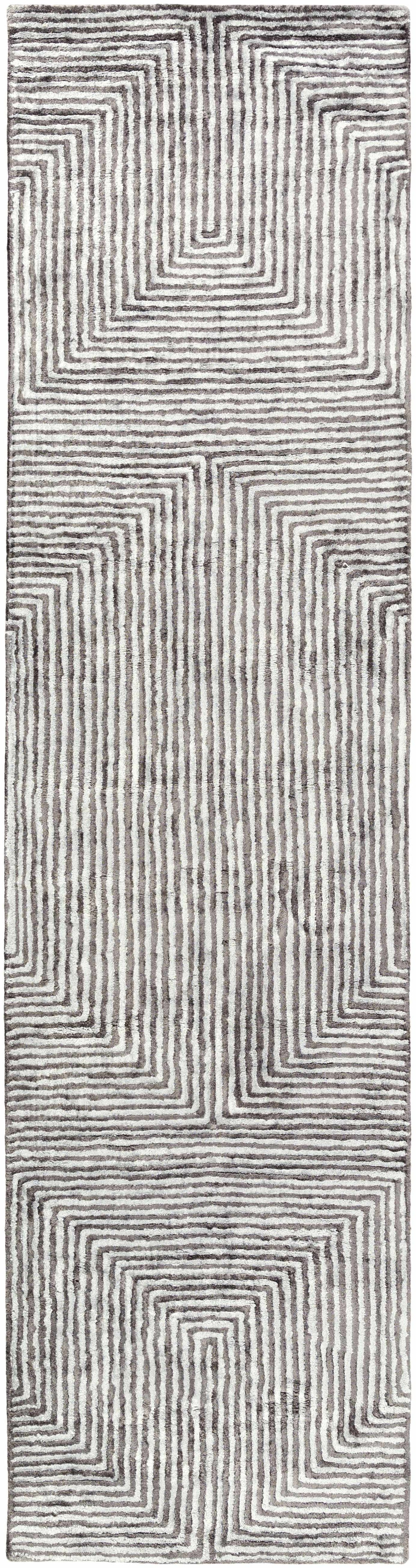Quartz Patterned Sheen Gray/Green Viscose Rug, photo 7 of 11