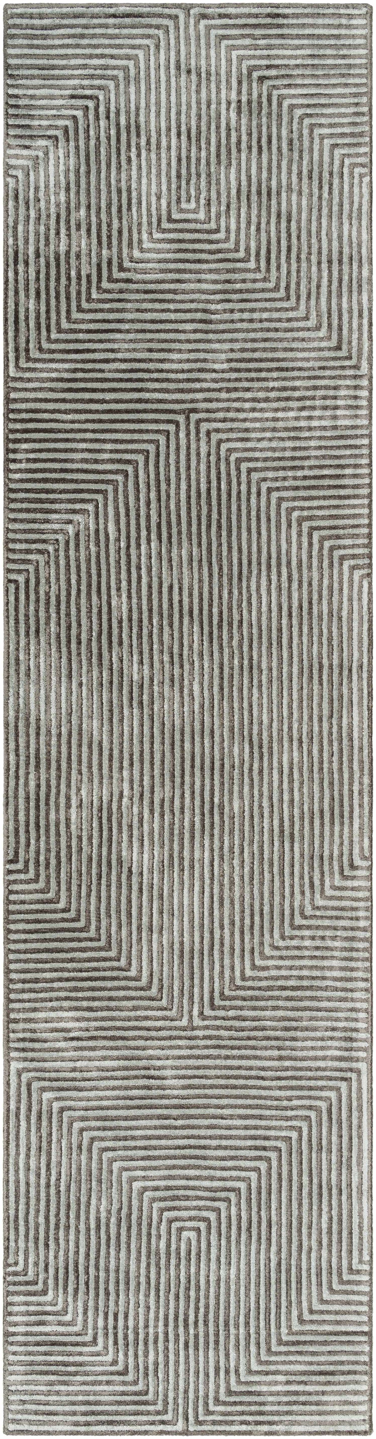 Quartz Patterned Sheen Gray/Green Viscose Rug, photo 6 of 11