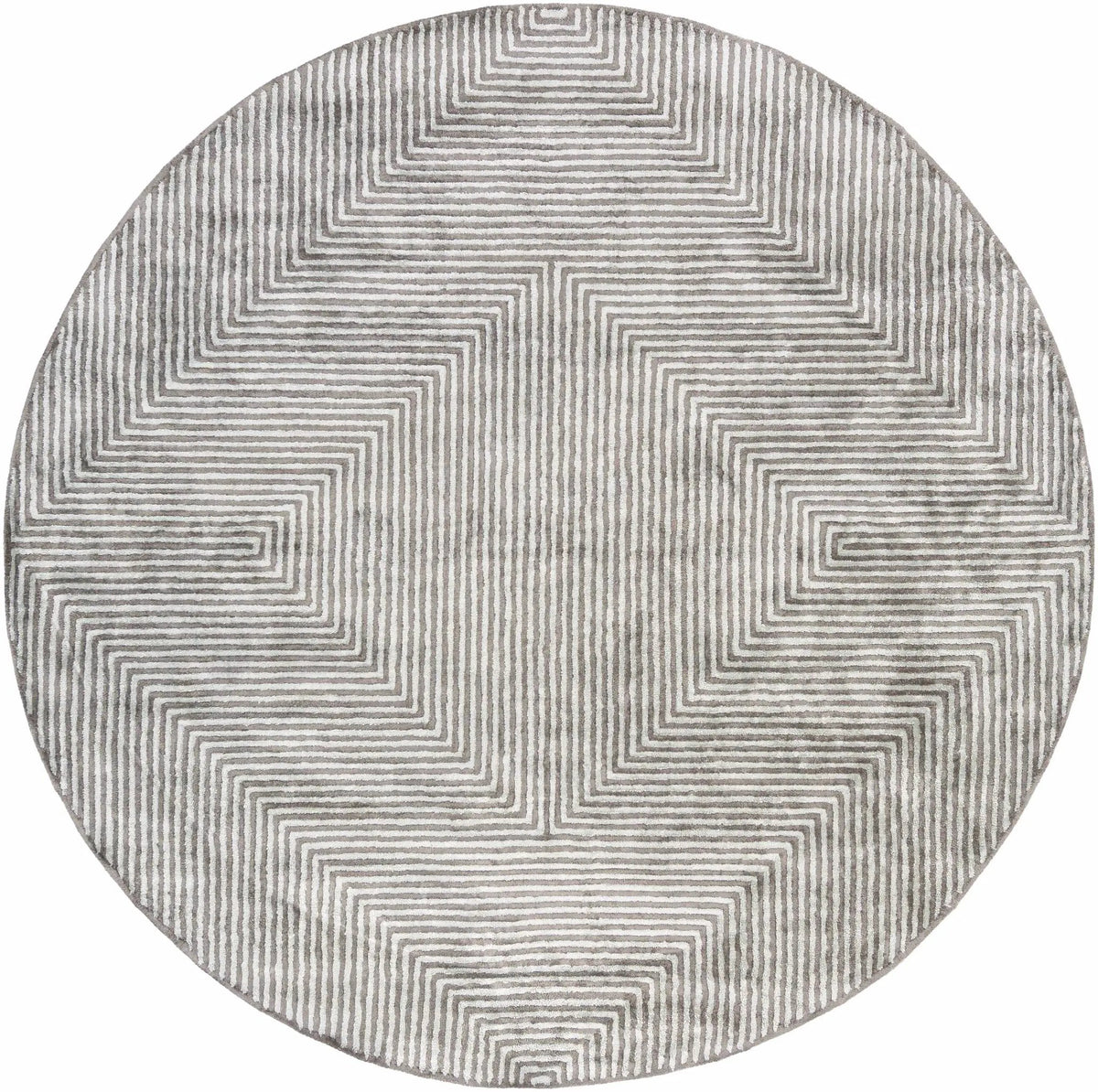 Quartz Patterned Sheen Gray/Green Viscose Rug, photo 4 of 11