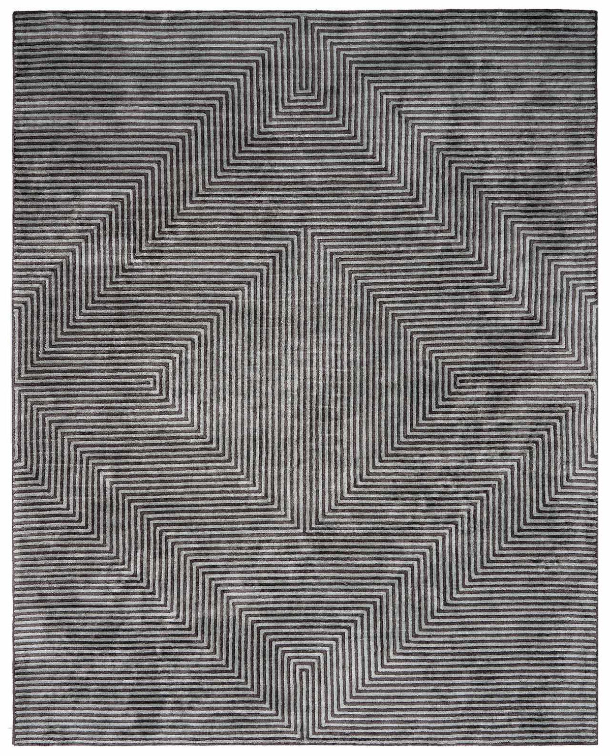 Quartz Patterned Sheen Gray/Green Viscose Rug