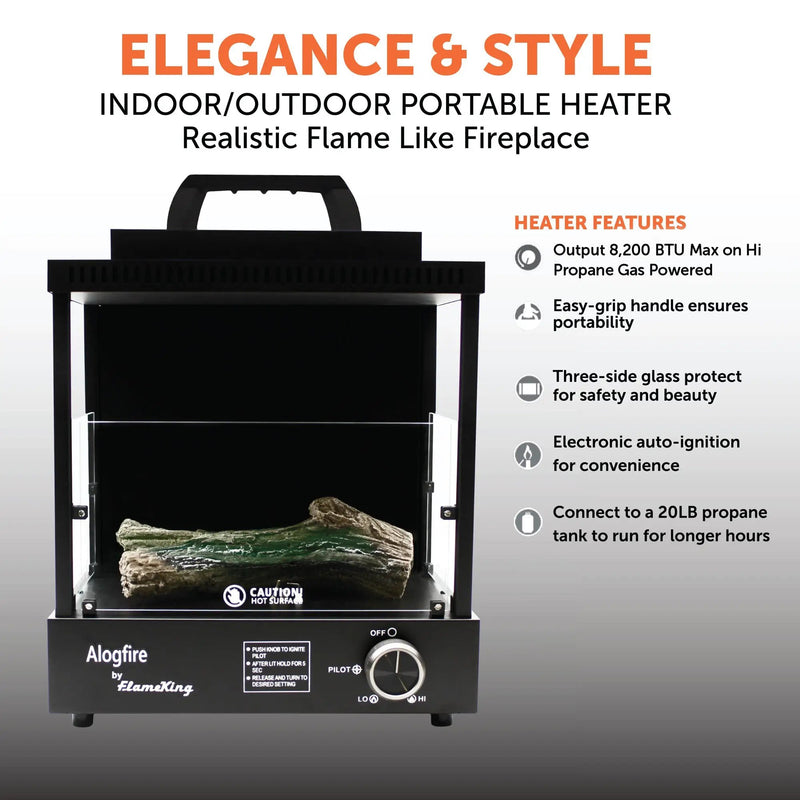 Flame King Portable Propane Alogfire Fireplace Heater Indoor and Outdoor by Flame King Products