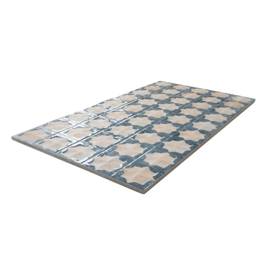 Stone Blue Beige 12x22 Matte Glossy Rectangle with Star Details Porcelain Large Format Tile (7 pack, 13.03 sq ft/case) by Apollo Tile