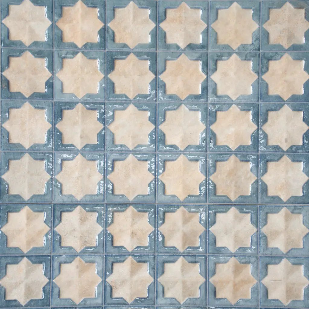 Stone Blue Beige 12x22 Matte Glossy Rectangle with Star Details Porcelain Large Format Tile (7 pack, 13.03 sq ft/case) by Apollo Tile