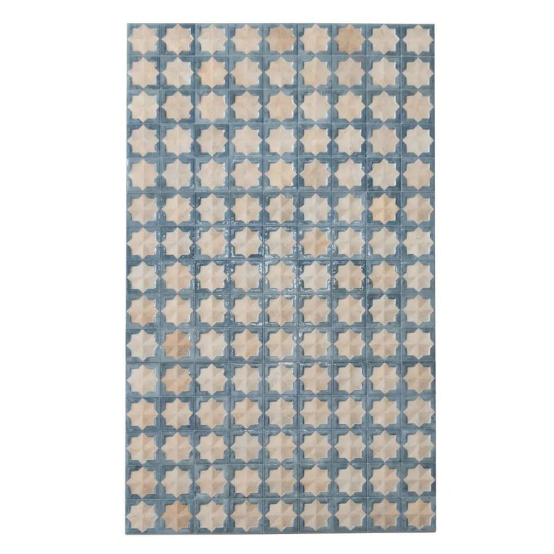 Stone Blue Beige 12x22 Matte Glossy Rectangle with Star Details Porcelain Large Format Tile (7 pack, 13.03 sq ft/case) by Apollo Tile
