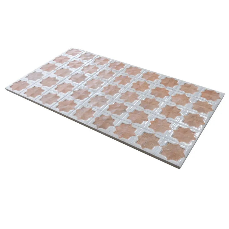 Nude Beige White 12x22 Matte Glossy Rectangle with Star Details Porcelain Large Format Tile (7 pack, 13.03 sq ft/case) by Apollo Tile