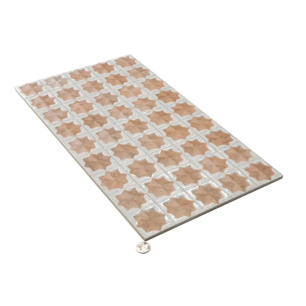 Nude Beige White 12x22 Matte Glossy Rectangle with Star Details Porcelain Large Format Tile (7 pack, 13.03 sq ft/case) by Apollo Tile