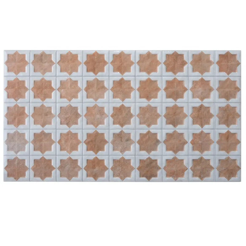 Nude Beige White 12x22 Matte Glossy Rectangle with Star Details Porcelain Large Format Tile (7 pack, 13.03 sq ft/case) by Apollo Tile