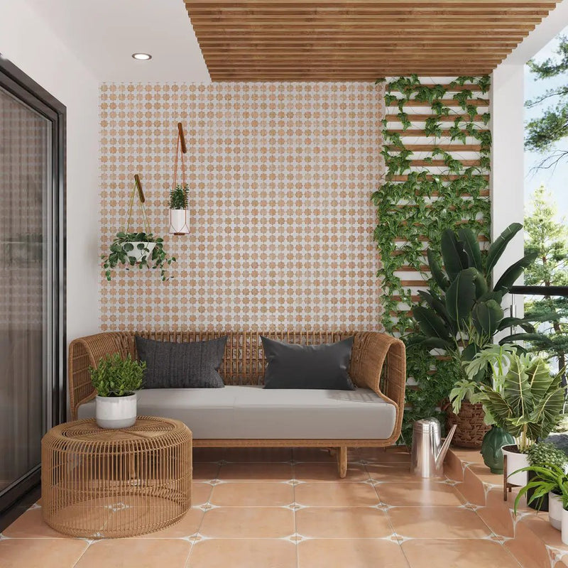 Nude Beige White 12x22 Matte Glossy Rectangle with Star Details Porcelain Large Format Tile (7 pack, 13.03 sq ft/case) by Apollo Tile