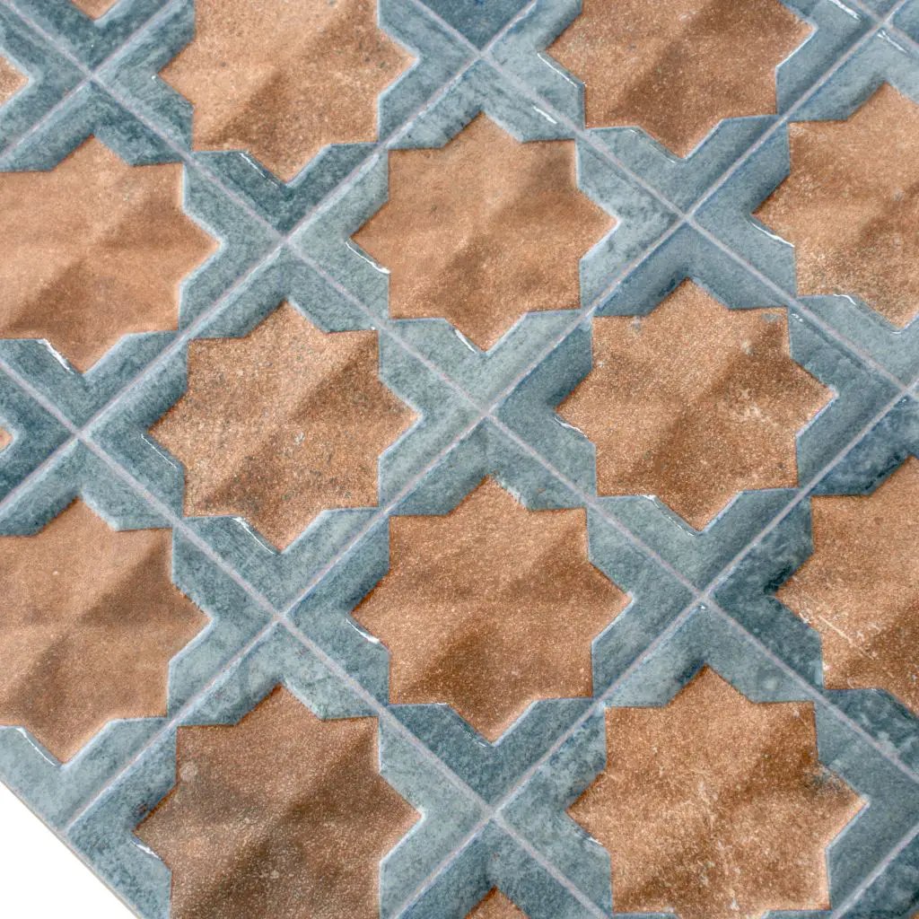 Stone Blue Nude Beige 12x22 Matte Glossy Rectangle with Star Details Porcelain Large Format Tile (7 pack, 13.03 sq ft/case) by Apollo Tile