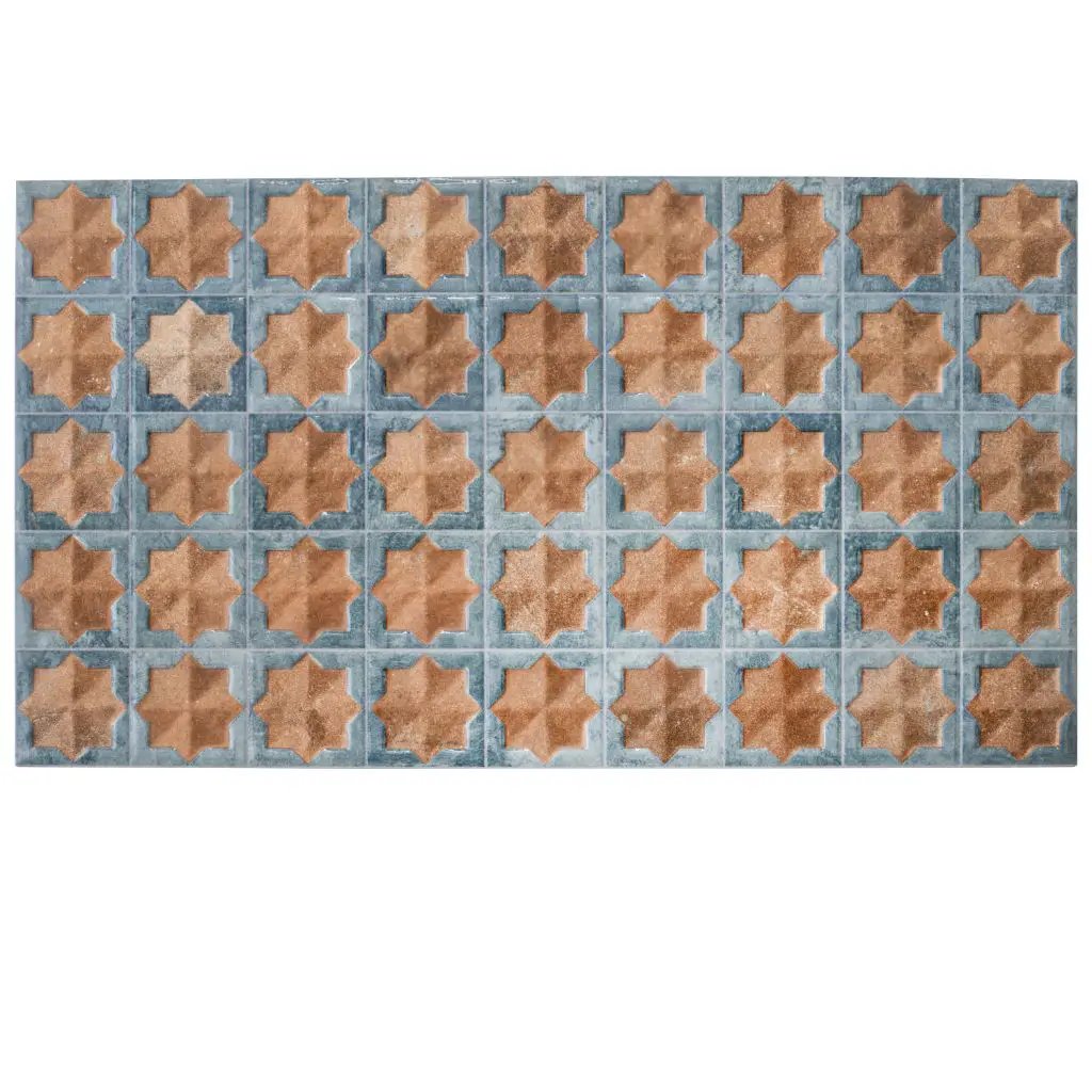 Stone Blue Nude Beige 12x22 Matte Glossy Rectangle with Star Details Porcelain Large Format Tile (7 pack, 13.03 sq ft/case) by Apollo Tile