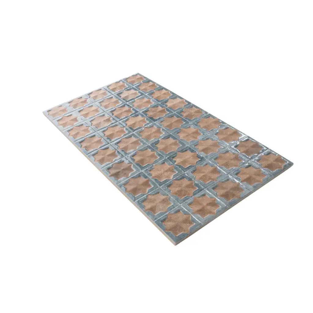 Stone Blue Nude Beige 12x22 Matte Glossy Rectangle with Star Details Porcelain Large Format Tile (7 pack, 13.03 sq ft/case) by Apollo Tile
