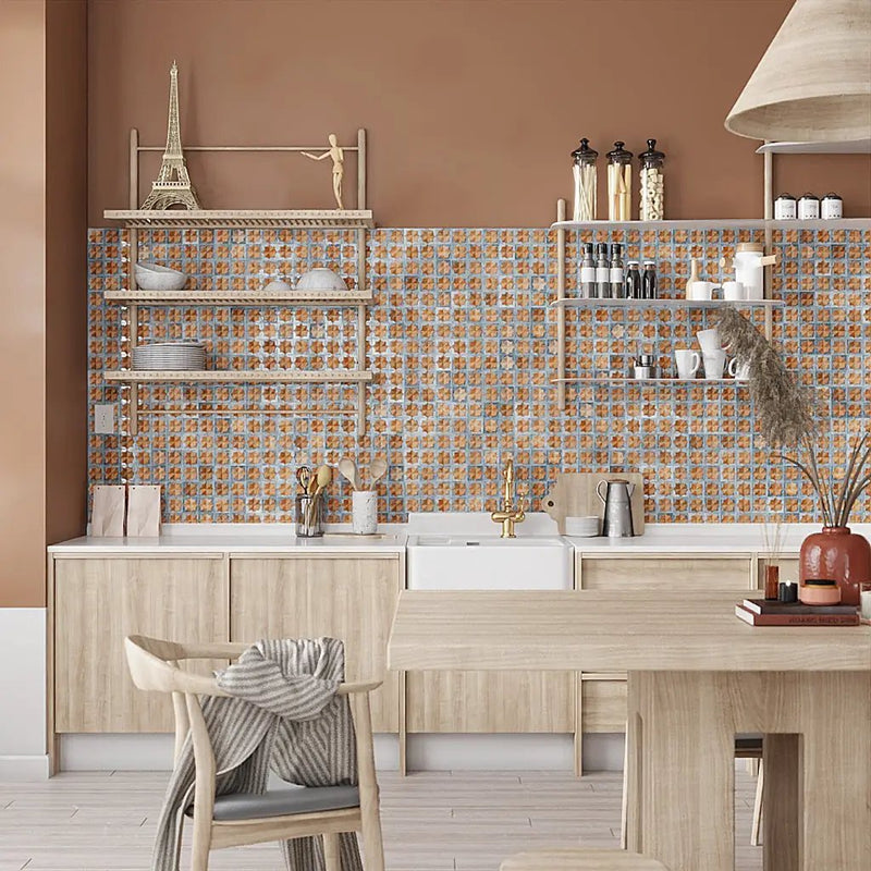 Stone Blue Nude Beige 12x22 Matte Glossy Rectangle with Star Details Porcelain Large Format Tile (7 pack, 13.03 sq ft/case) by Apollo Tile