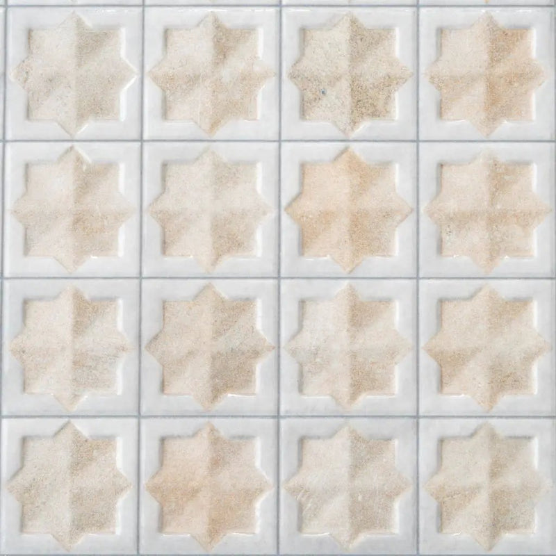 Ice White Beige 12x22 Matte Glossy Rectangle with Star Details Porcelain Large Format Tile (7 pack, 13.03 sq ft/case) by Apollo Tile