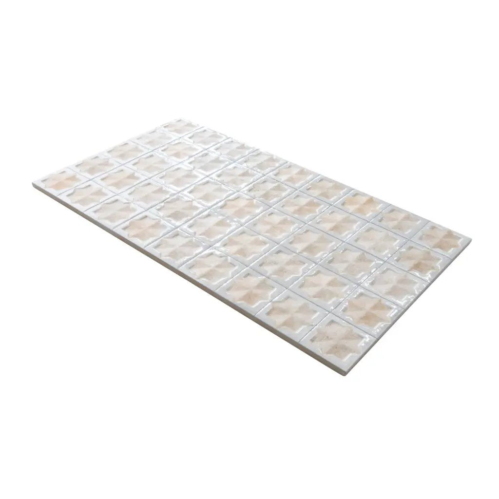Ice White Beige 12x22 Matte Glossy Rectangle with Star Details Porcelain Large Format Tile (7 pack, 13.03 sq ft/case) by Apollo Tile