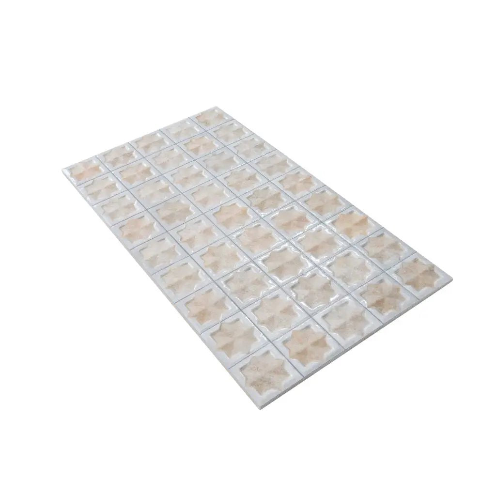 Ice White Beige 12x22 Matte Glossy Rectangle with Star Details Porcelain Large Format Tile (7 pack, 13.03 sq ft/case) by Apollo Tile