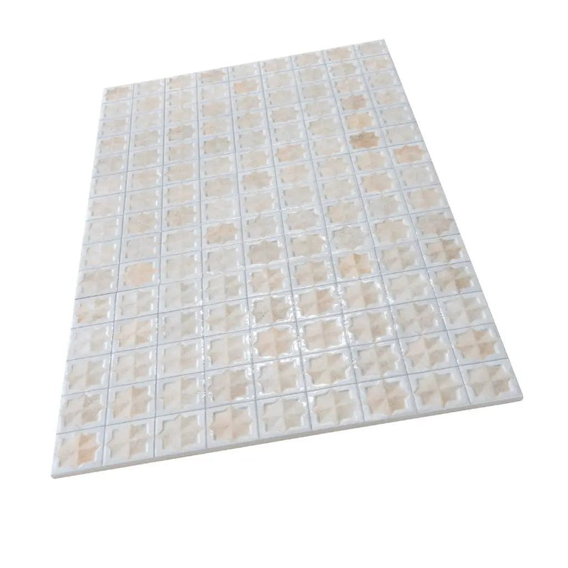 Ice White Beige 12x22 Matte Glossy Rectangle with Star Details Porcelain Large Format Tile (7 pack, 13.03 sq ft/case) by Apollo Tile