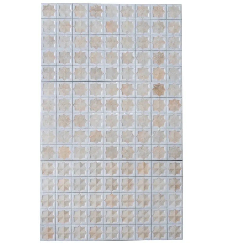 Ice White Beige 12x22 Matte Glossy Rectangle with Star Details Porcelain Large Format Tile (7 pack, 13.03 sq ft/case) by Apollo Tile