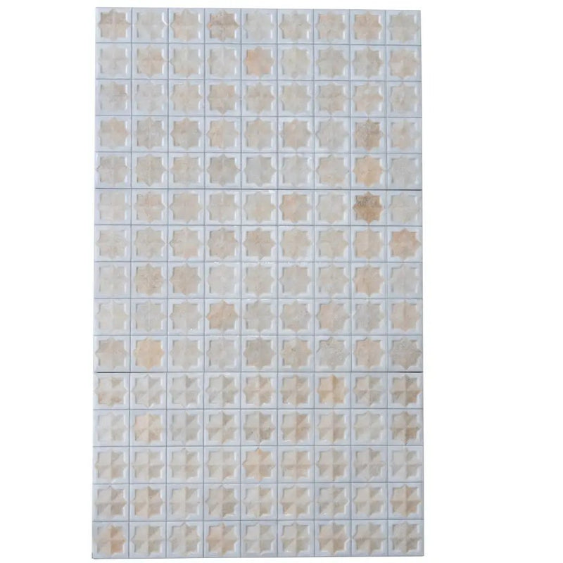 Ice White Beige 12x22 Matte Glossy Rectangle with Star Details Porcelain Large Format Tile (7 pack, 13.03 sq ft/case) by Apollo Tile