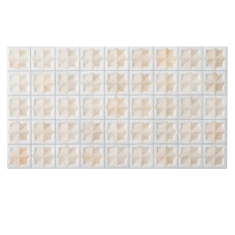 Ice White Beige 12x22 Matte Glossy Rectangle with Star Details Porcelain Large Format Tile (7 pack, 13.03 sq ft/case) by Apollo Tile