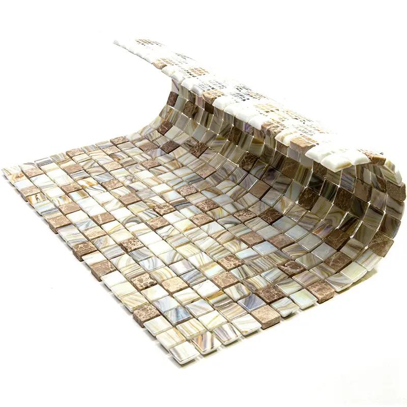 Beige 12x12 Glossy Uniform Square Glass Mosaic Tile (20 pack, 18.69 sq ft/case) by Apollo Tile