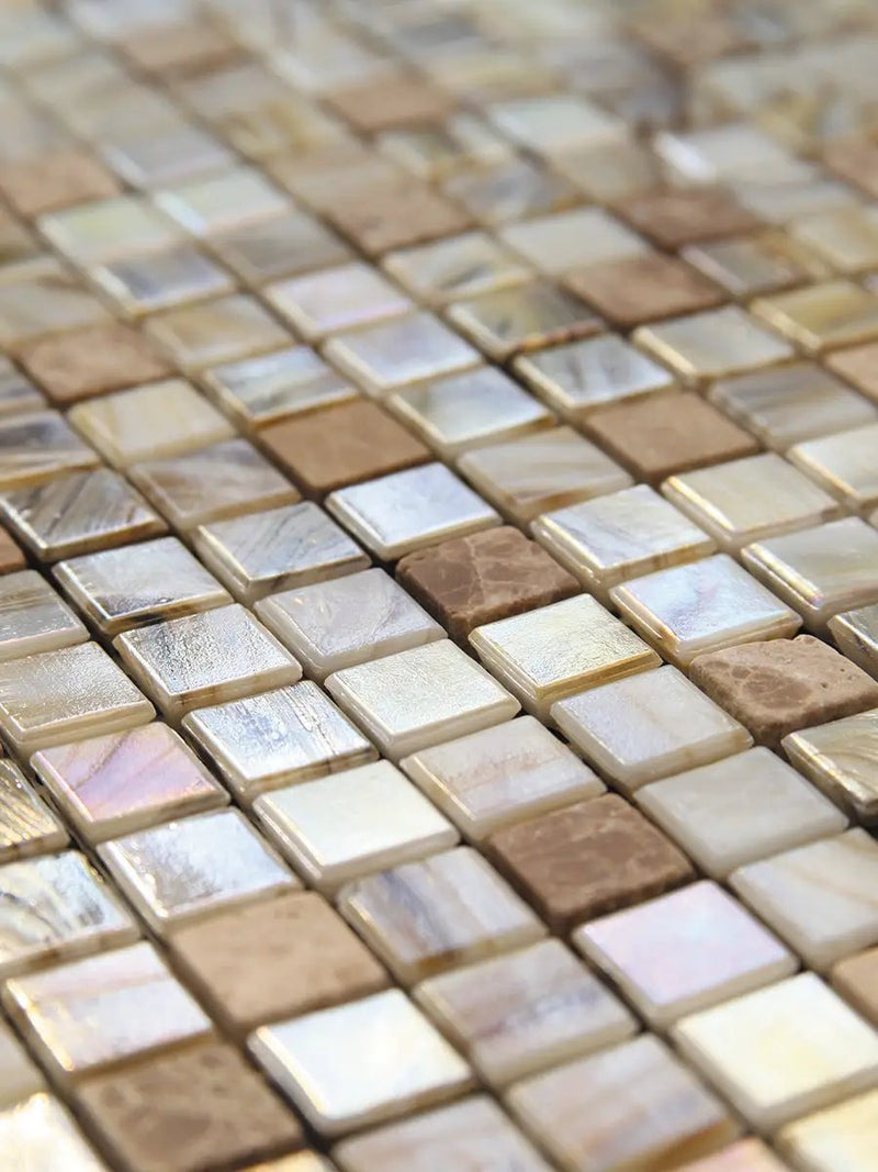 Beige 12x12 Glossy Uniform Square Glass Mosaic Tile (20 pack, 18.69 sq ft/case) by Apollo Tile