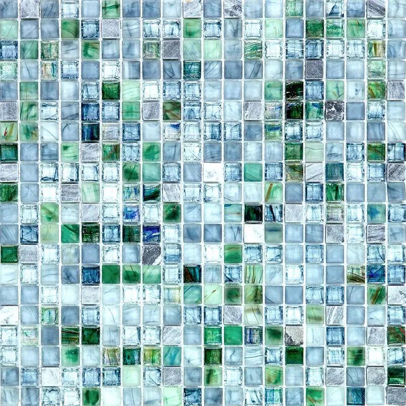 Stone Blue Gray 12x12 Glossy Uniform Square Glass Mosaic Tile (20 pack, 18.69 sq ft/case) by Apollo Tile