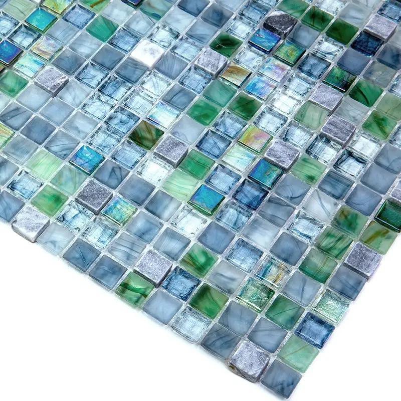Stone Blue Gray 12x12 Glossy Uniform Square Glass Mosaic Tile (20 pack, 18.69 sq ft/case) by Apollo Tile