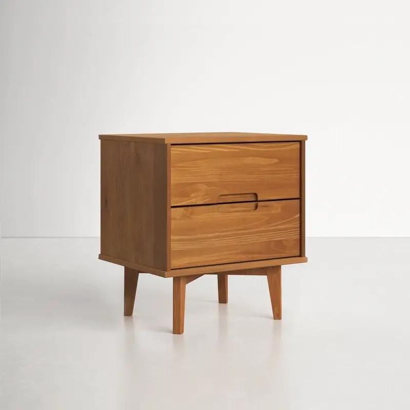 FarmHouse 2 Drawer Solid Wood Nightstand Medium Brown by HomePacific