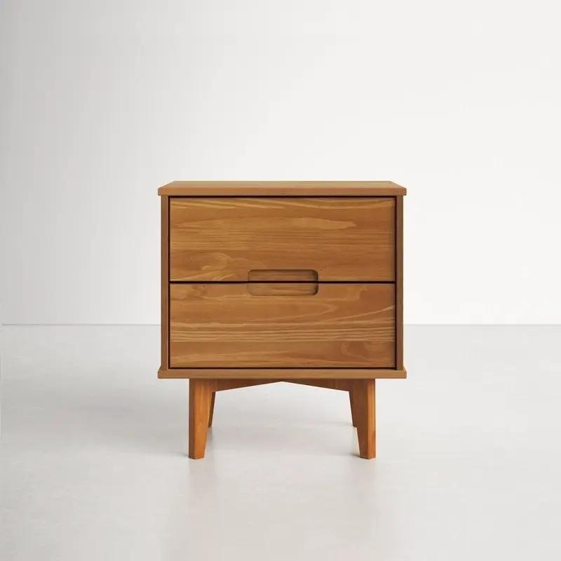 FarmHouse 2 Drawer Solid Wood Nightstand Medium Brown by HomePacific