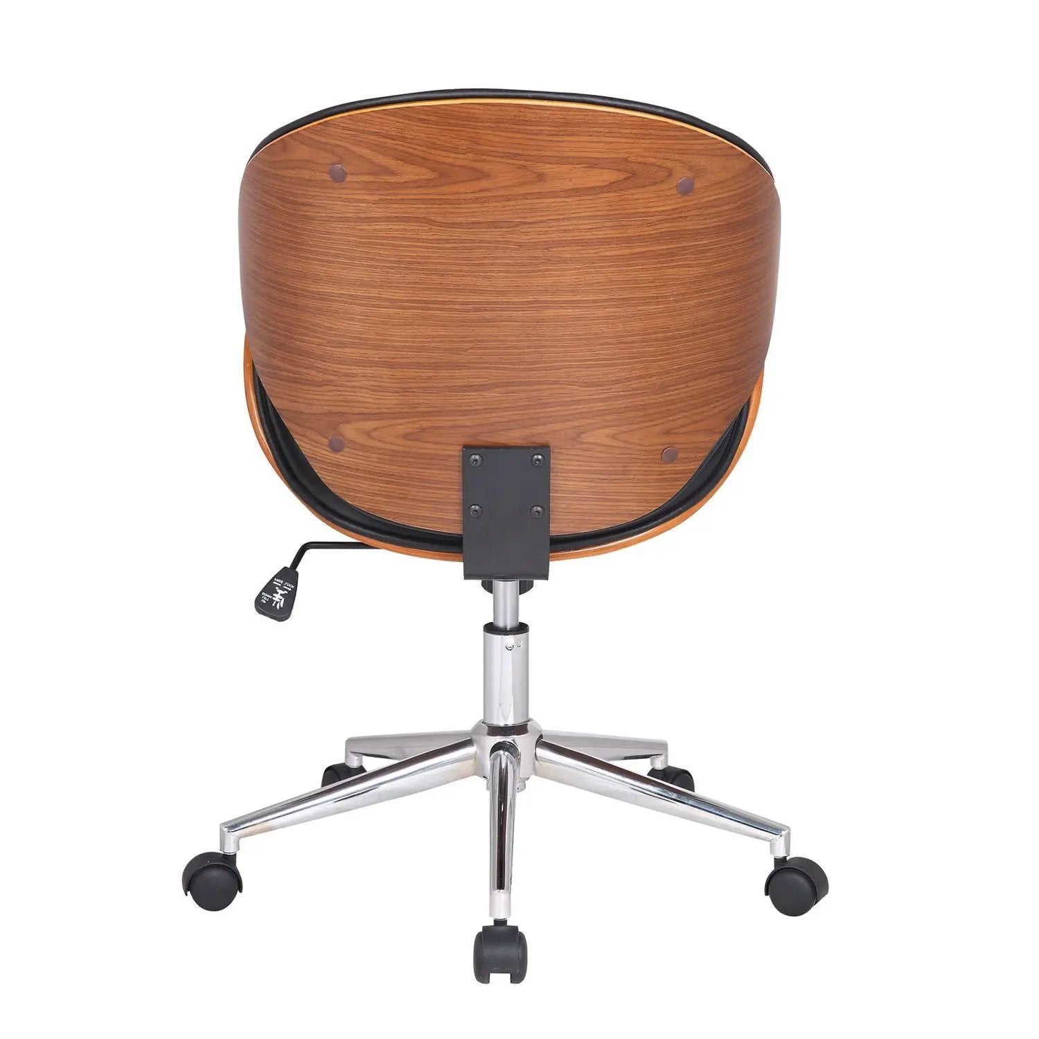 Modern Classic Walnut / Black Faux Leather Office Chair with Curved Seat by HomePacific