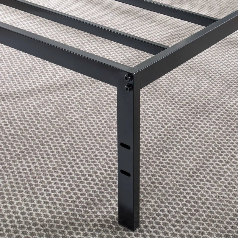 Queen size Sturdy Black Metal Platform Bed Frame with Headboard Attachments by HomePacific