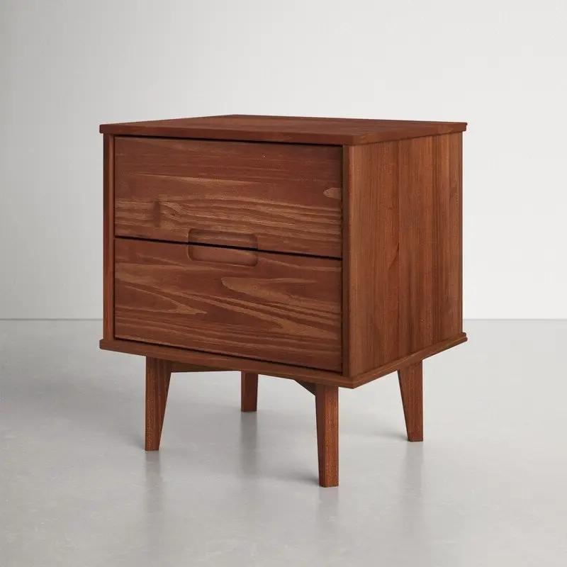FarmHouse 2 Drawer Solid Wood Nightstand Walnut by HomePacific