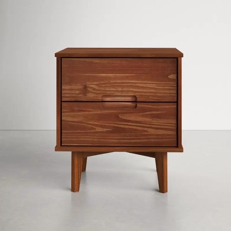 FarmHouse 2 Drawer Solid Wood Nightstand Walnut by HomePacific