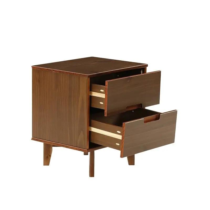 FarmHouse 2 Drawer Solid Wood Nightstand Walnut by HomePacific