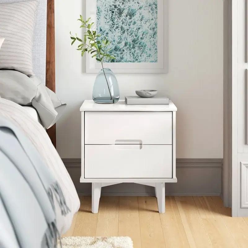 FarmHouse 2 Drawer Solid Wood Nightstand White by HomePacific
