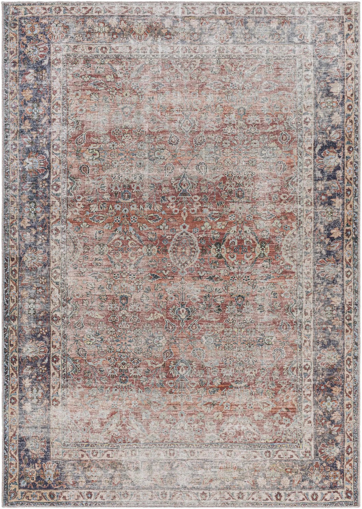 Rust Anahawan Distressed Washable Area Rug - Clearance, photo 13 of 16
